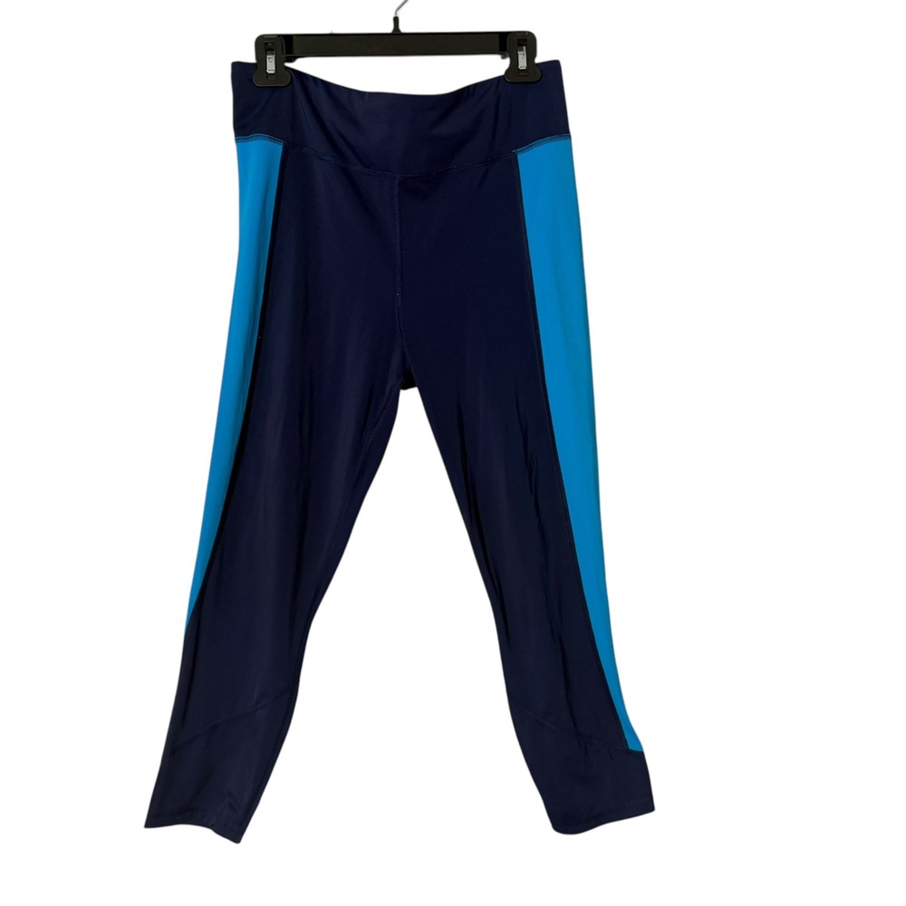 Tommy Bahama Activewear Crop Leggings Sun Protect Stretch Pants‎ Size L Blue